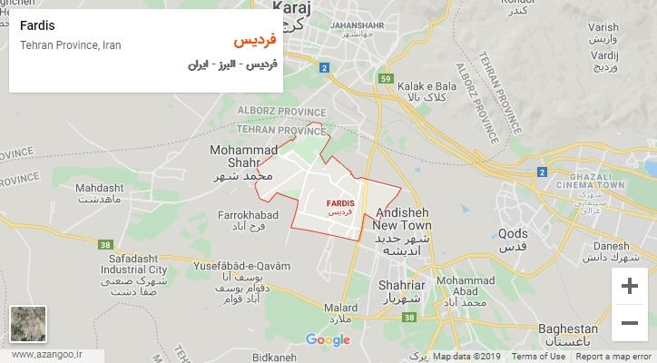 شهر فردیس بر روی نقشه