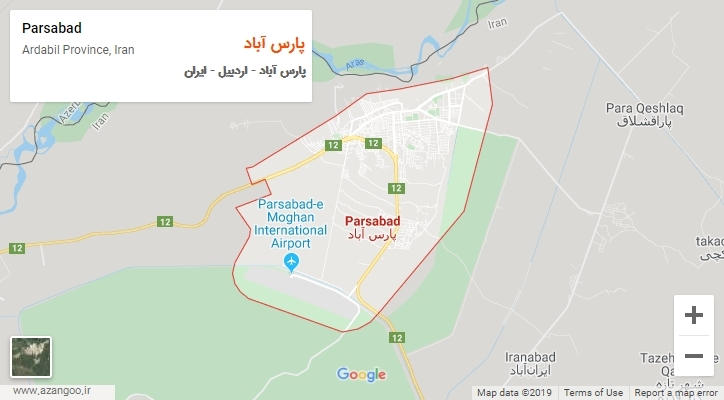 شهر پارس آباد بر روی نقشه