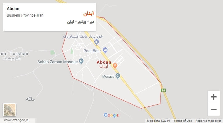 شهر آبدان بر روی نقشه
