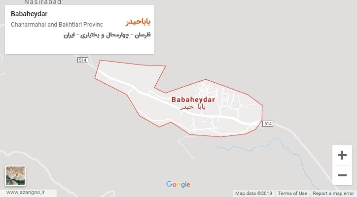 شهر باباحیدر بر روی نقشه