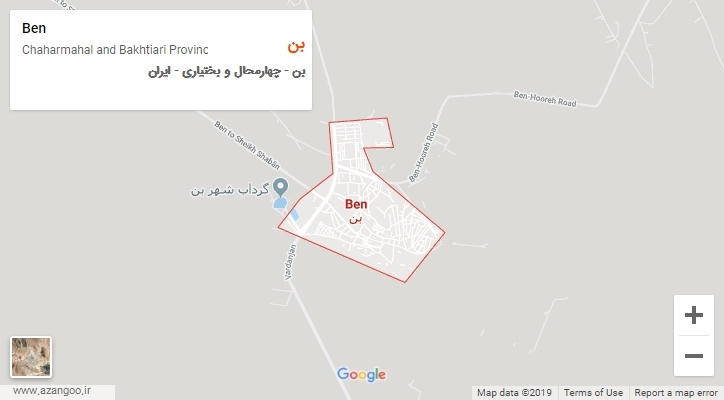 شهر بن بر روی نقشه