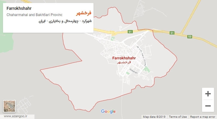 شهر فرخشهر بر روی نقشه