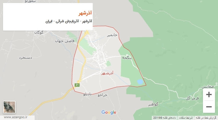 شهر آذرشهر بر روی نقشه
