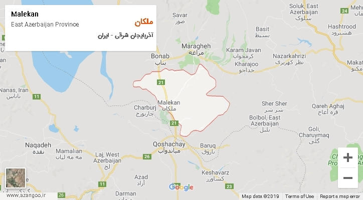 شهرستان ملکان بر روی نقشه