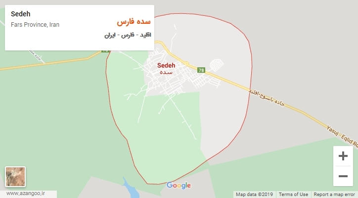 شهر سده فارس بر روی نقشه
