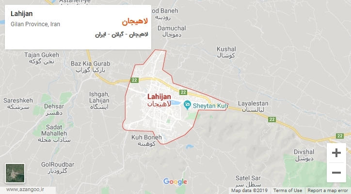 شهر لاهیجان بر روی نقشه