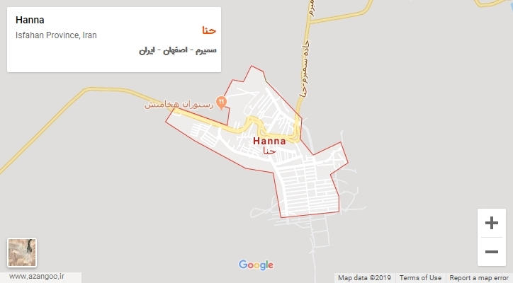 شهر حنا بر روی نقشه