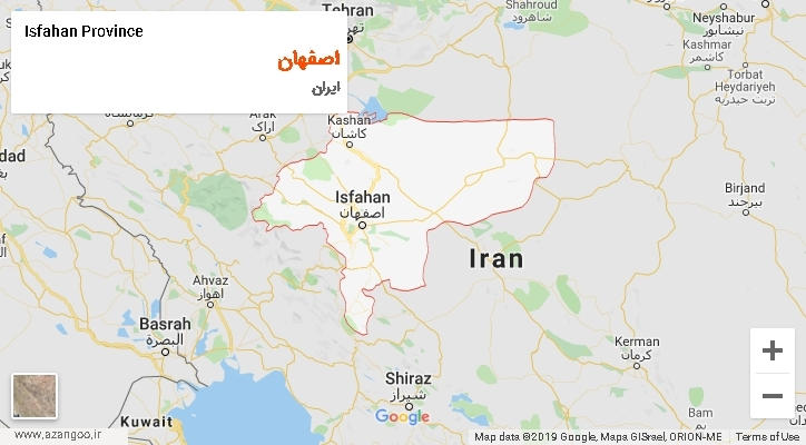 استان اصفهان بر روی نقشه