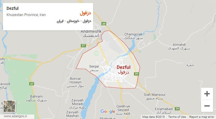 شهر دزفول بر روی نقشه