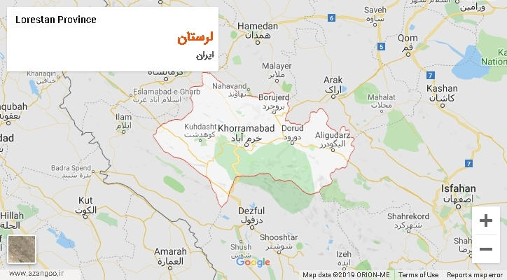 استان لرستان بر روی نقشه