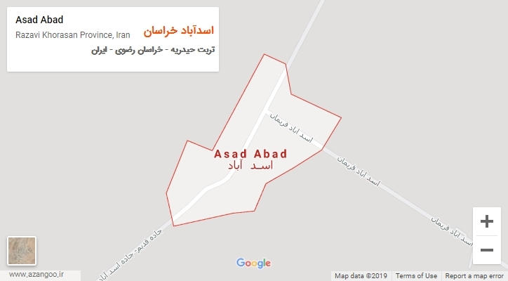 شهر اسدآباد خراسان بر روی نقشه