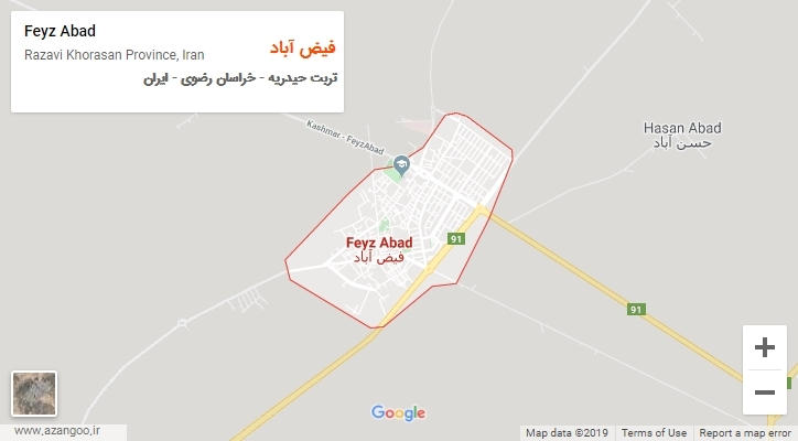 شهر فیض آباد بر روی نقشه