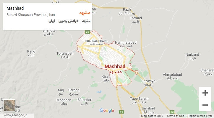 شهر مشهد بر روی نقشه