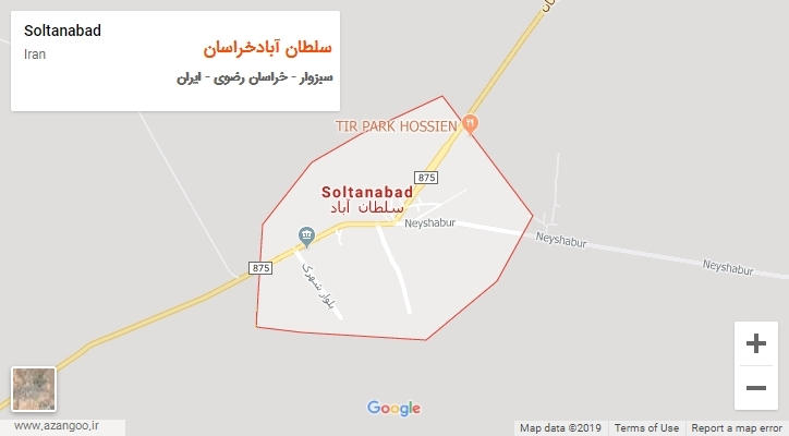 شهر سلطان آبادخراسان بر روی نقشه