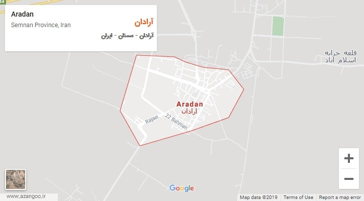 شهر آرادان بر روی نقشه