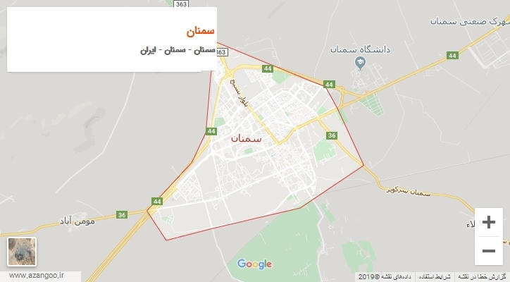 شهر سمنان بر روی نقشه