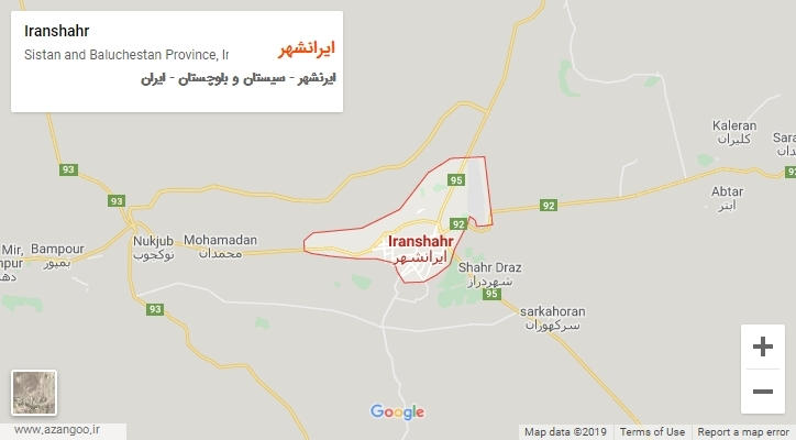 شهر ایرانشهر بر روی نقشه