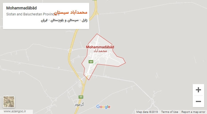 شهر محمدآباد سیستان بر روی نقشه