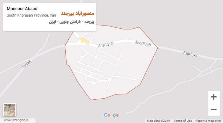 شهر منصورآباد بیرجند بر روی نقشه