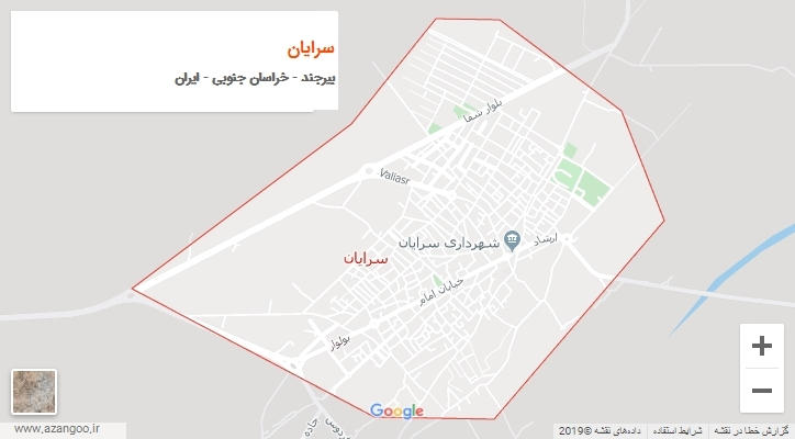 شهر سرایان بر روی نقشه
