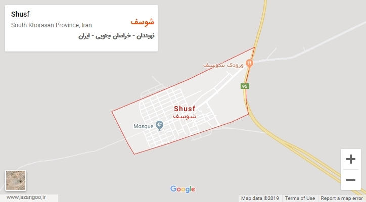شهر شوسف بر روی نقشه