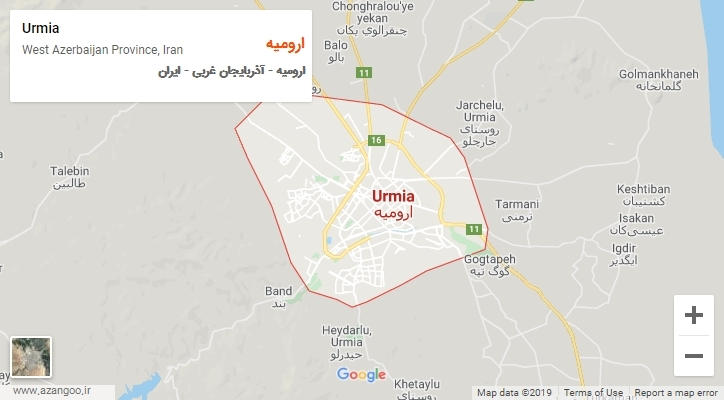 شهر ارومیه بر روی نقشه