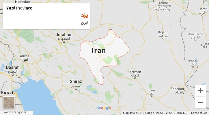 استان یزد بر روی نقشه