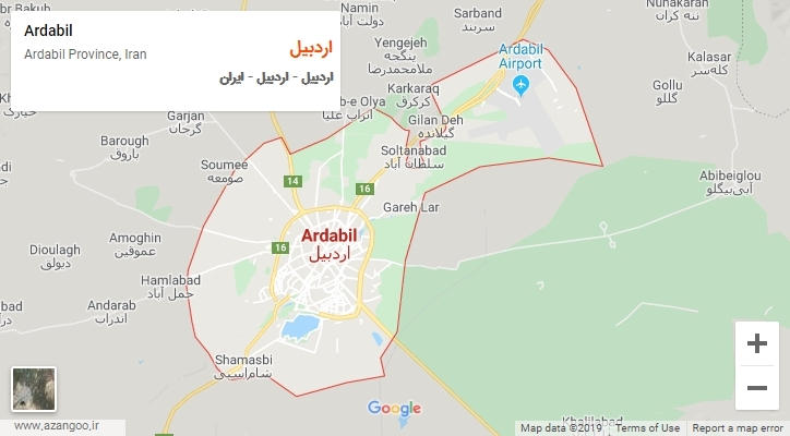 شهر اردبیل بر روی نقشه