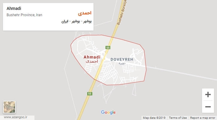 شهر احمدی بر روی نقشه
