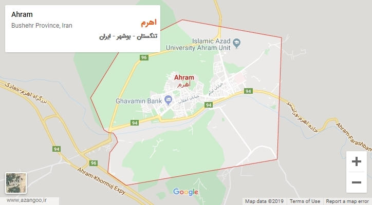شهر اهرم بر روی نقشه