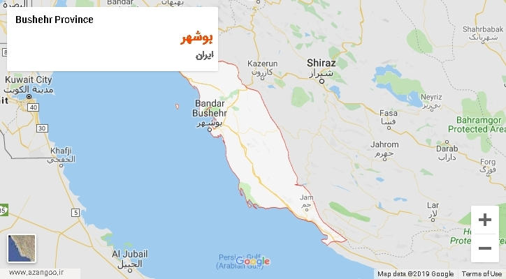 استان بوشهر بر روی نقشه