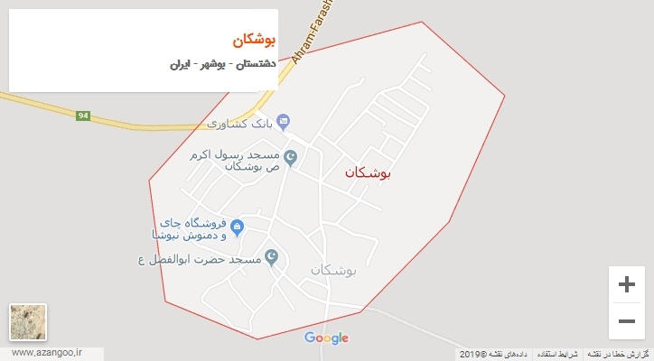 شهر بوشکان بر روی نقشه