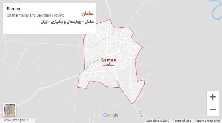 شهر سامان بر روی نقشه