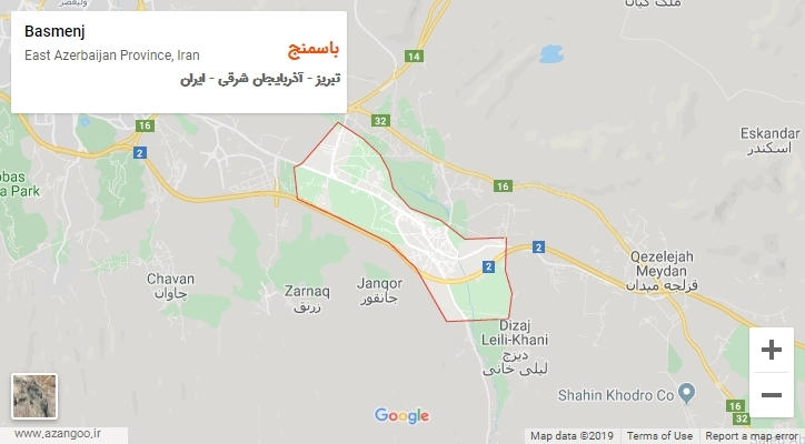 شهر باسمنج بر روی نقشه
