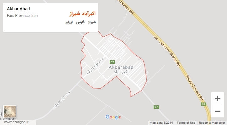 شهر اکبرآباد شیراز بر روی نقشه