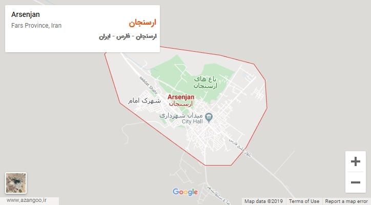 شهر ارسنجان بر روی نقشه