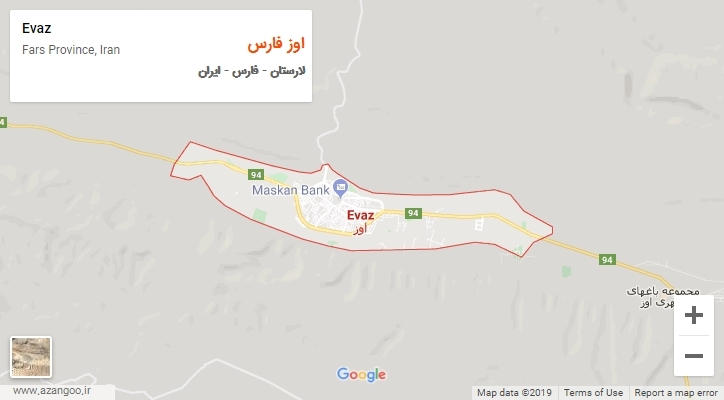 شهر اوز فارس بر روی نقشه
