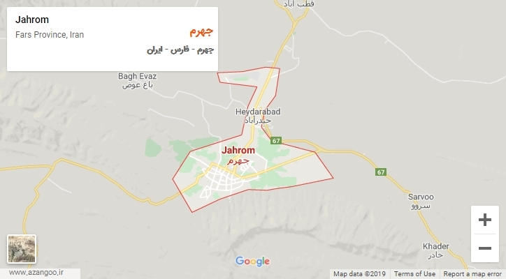 شهر جهرم بر روی نقشه