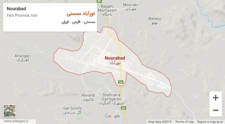 شهر نورآباد ممسنی بر روی نقشه