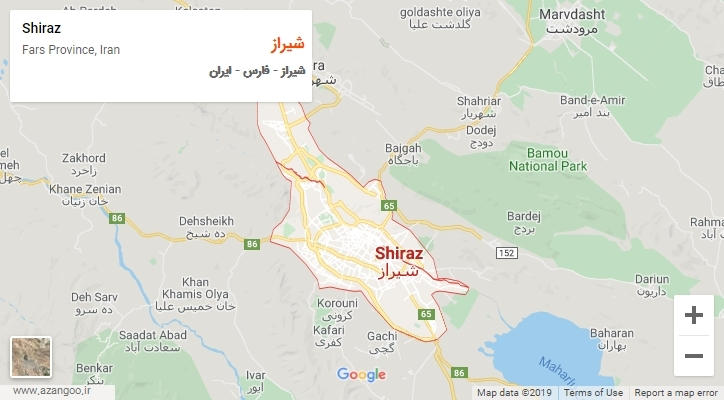 شهر شیراز بر روی نقشه