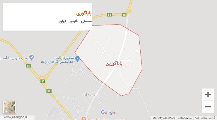 شهر باباگوری بر روی نقشه