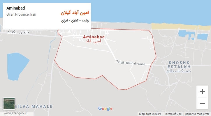 شهر امین آباد گیلان بر روی نقشه