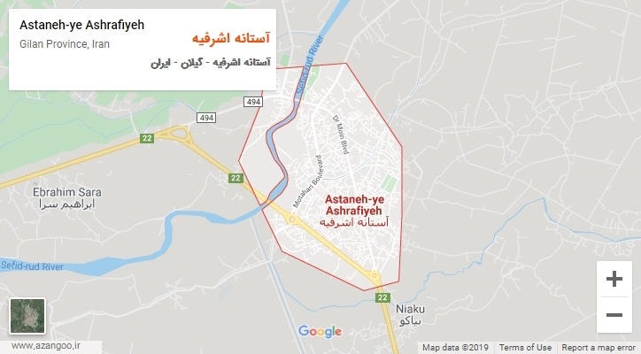 شهر آستانه اشرفیه بر روی نقشه