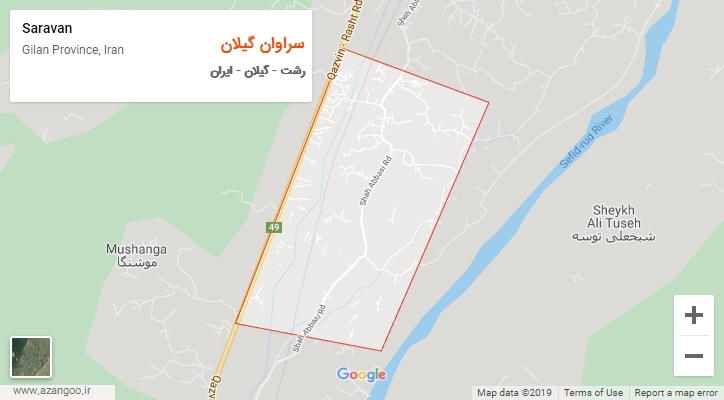 شهر سراوان گیلان بر روی نقشه