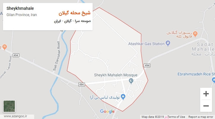 شهر شیخ محله گیلان بر روی نقشه