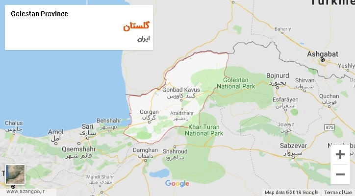استان گلستان بر روی نقشه