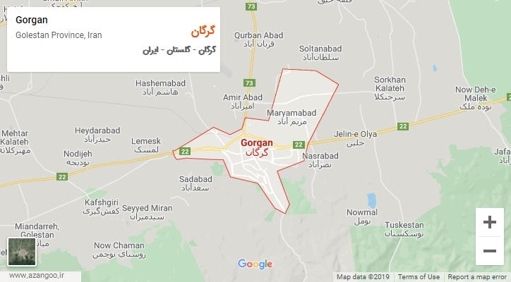 شهر گرگان بر روی نقشه
