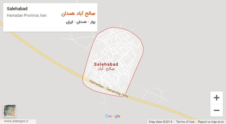 شهر صالح آباد همدان بر روی نقشه