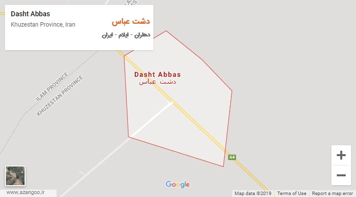 شهر دشت عباس بر روی نقشه