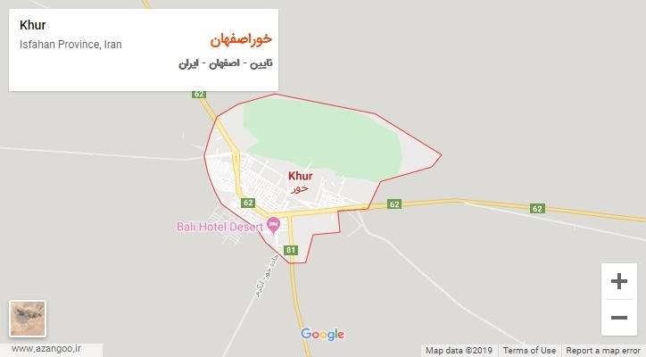 شهر خوراصفهان بر روی نقشه